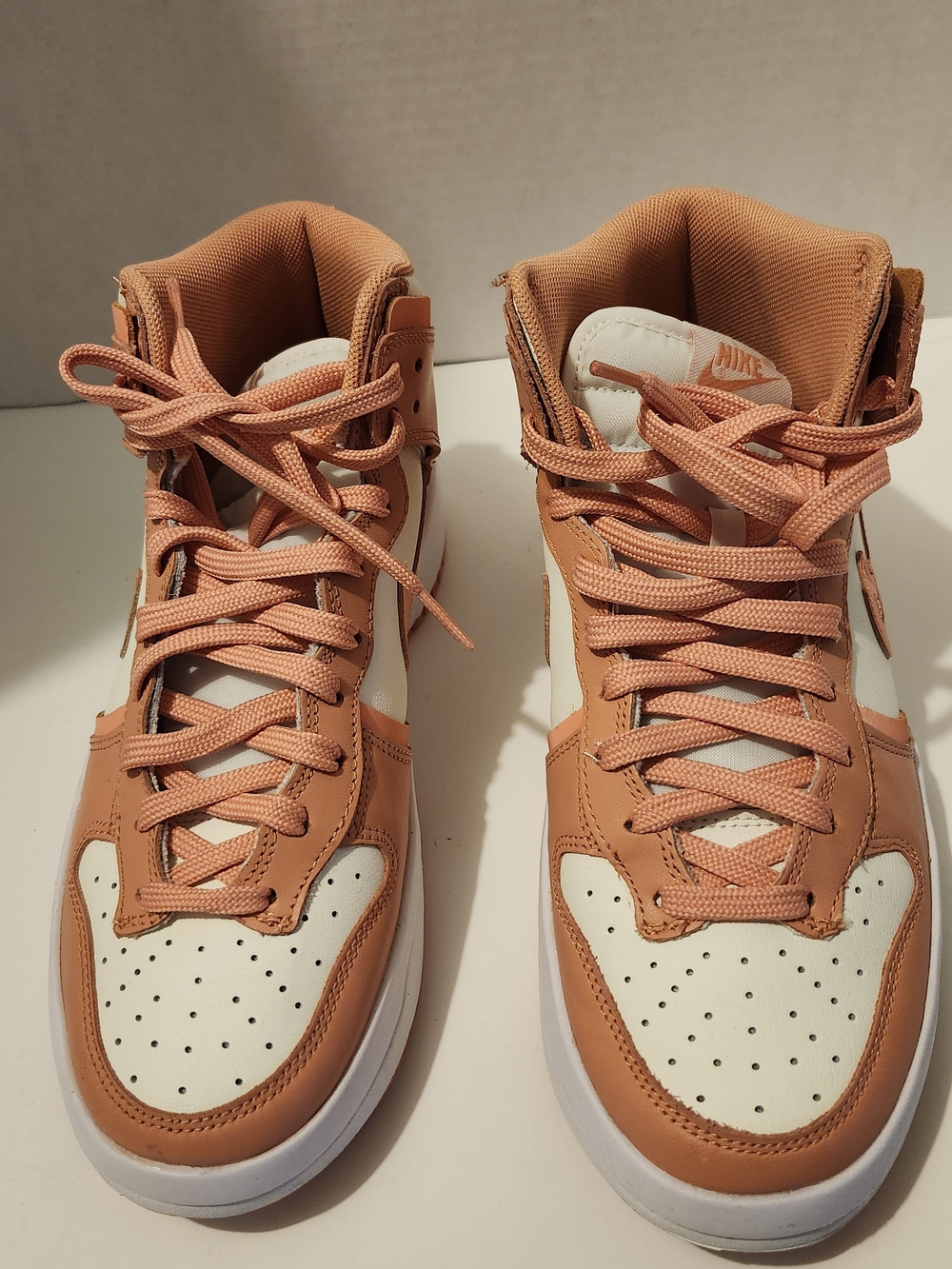 Nike Women's High-Top Sneakers in Tan and White